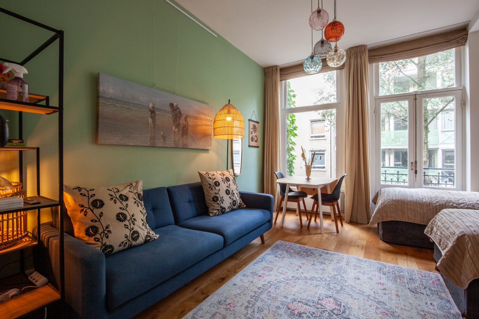 The bright Blue Room studio at The Vrolikstraat Inn