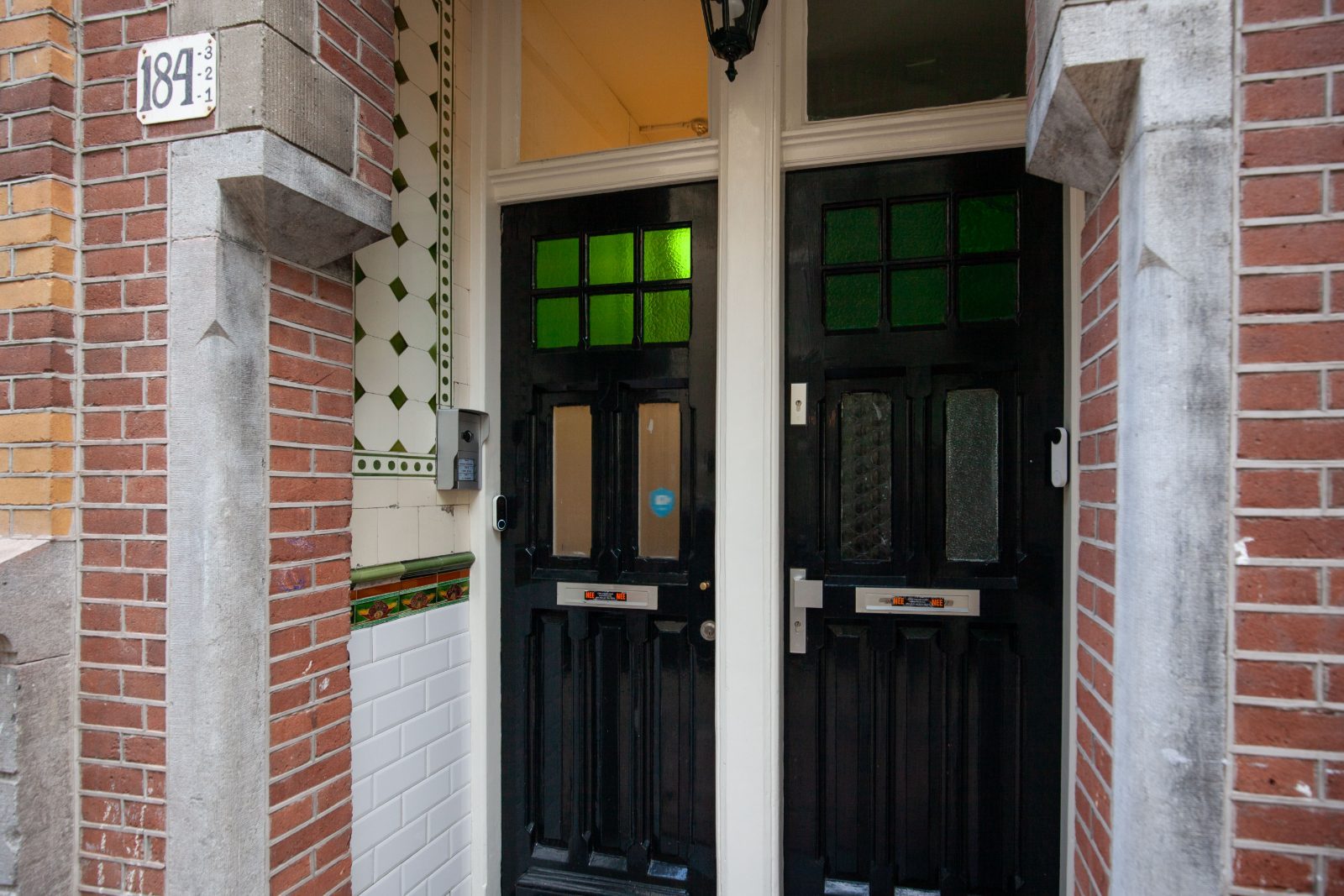 Front doors with stained glass